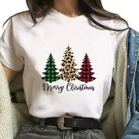 Rollbacks ženska božićna kratka majica božićno drvo slovo Grapfic Ispis kratkih rukava ženski okrugli
