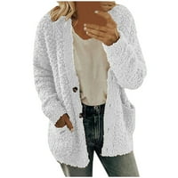 Hupta ženski casual plus veličine plišani džepovi džepovi gornji odjećni tasteri kardigan kaput
