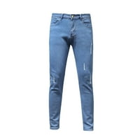 Kayannuo Muške hlače Jeans Proljeće Summer Clearence Muška prugasta patentni traper rupa Vintage Wash