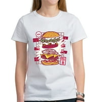 Ženska majica hamburger sheme modni udobni gornji ležerni okrugli vrat kratkih rukava majica bijela