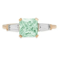 1.62ct Squareg Smaragd Cut zeleni simulirani dijamant 18k žuti zlatni graviranje izjava godišnjica Angažovanje