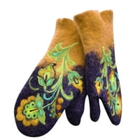 Rukavice rukavice Žene šarene vezene rukavice Zimske božićne rukavice tople rukavice žute + jedna veličina
