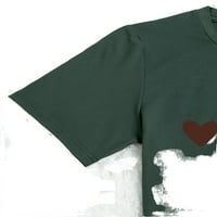 Ženska vojska zelena srca okrugla vrat casual majica kratkih rukava plus veličine