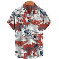 Havajska majica za muškarce Ležerne prilike za muškarce Labavo remenice Print s kratkim rukavima Dugme