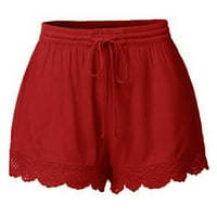 ZODGGGU WOMENS Crvene juniorske kratke hlače Ženska ljetna modna ženska čipka plus veličina konopske