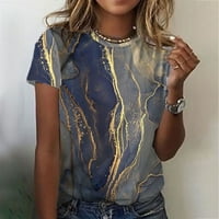 Majice za žene Trendy, ženske majice s kratkim rukavima od tiskanih rukava labavo šareno krajolik krajolik
