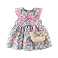 Toddler Baby Girls Summer Sandress modni rukavac bez rukava princeza haljina natečena naduvana mini haljina s setom ometa