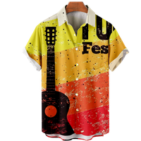 Muška i velika muška gitara Glazbeni casunski gumb niz majicu kratkih rukava Labavi fit osnovni vrhovi,
