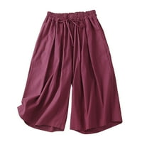 Ženske hlače Jednobojna boja Srednja struka široka noga Ljeto Loose Fit sa elastičnim praznim praznim