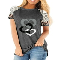 Pfysire Women Hearts Ispiši majicu Raglan s kratkim rukavima Labavi bluza Carmine 3xl