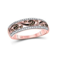 Jewels 10kt Rose Gold Wimens okrugli crveni boja Poboljšani dijamantski kovrčak prsten CTTW