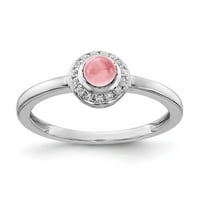 14k bijeli zlatni real dijamant i tabohon ružičasti turmalinski prsten