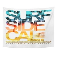 Žuta Vintage Kalifornija Surf Tee Graphics Board Summer Sun Beach Zidna umjetnost Viseća tapiserija