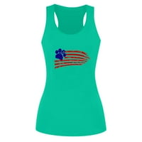 Anuirheih Torbe za tenkove za žene Američka zastava outfit bez rukava patriotske košulje Žene suncokret