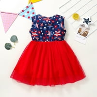 Odjeća za dijete Djevojke Outfits Dan neovisnosti Ljeto Slatka festival Neto odijevanje pređe Crvene