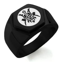 Nehrđajući čelik Máscara Samurai Crest Graved Hexagon Crest Flat Top Biker stil polirani prsten