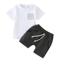 Toddler Boys Girls Kratki rukav Pismo tiskane majice Tors Shorts Outfits Sive 100