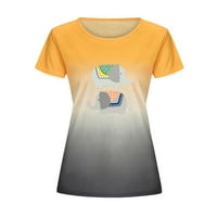 Amousawomen je gradijentni gradijent s kratkim rukavima, casual okruglica sa otvorenim kratkim majicama za žene Thirts majice za žene