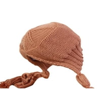 Žene Long Tassel Beanie HATS Proljeće Zima Pletena Kapa sa čvrstom bojom Rebrasti Ležerni Slauch šešir