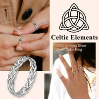 Sterlight Sterlight Silver Trinity Celtic Knot Band Prsten, Irski keltski prsten za žene muškarci