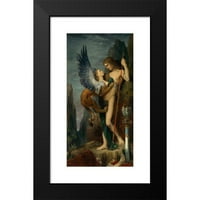 Gustave Moreau crni moderni uokvireni muzej umjetničko otisak pod nazivom - Odip i sfin