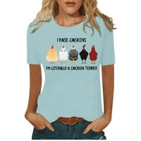 Funny majica za žene slovo Grafički print Crewneck Majica kratkih rukava Tee vrhovi