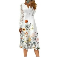 Ženske haljine Dužina koljena dugih rukava Moda A-line Patchwork Ljeto zarez Dress Dress Multicolor