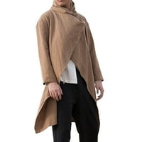 Muška jakna lagana vjetrobranska jakna od jakne pamuk i posteljina dugi nepravilni ogrtač s dugim rukavima