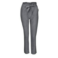 Caicj teretne hlače Žene Casual Hlače Visoke elastične čipke strugove džepove Žene Bowtie struk up hlače