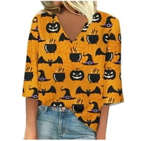 Ženska dužina majica V izrez Halloween Bat bundeve tiskane vrhove materinstvo plus veličina Tunic Basic