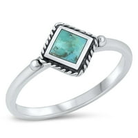 Vaša boja Vintage Bali simulirani tirkizni prsten. Sterling srebrni pojas plavi cz ženski veličine 5