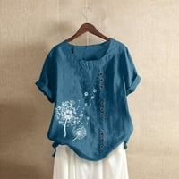 Posteljine za žene Ljeto kratkih rukava Bluze Regularne fit T majice Pulover TESE vrhovi čvrsti T-majice
