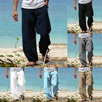 Muška ljetna plaža Labavi ravne hlače Yoga Elastične pantalone za crtanje crne 2xL