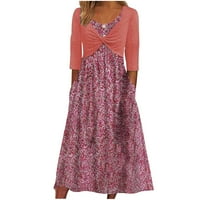 Owordtank Patchwork Dress haljina za žensko čišćenje ispod plus veličine Summer Rukovaonice V izrez