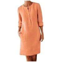 Ženske oblače V-izrez Solid A-line Dužina koljena Ležerna haljina s dugim rukavima Narančasta S