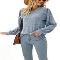 Cindysus ženske casual solid color tee dame Osnovni pulover V izrez Dailyward Plain ruched tunika bluza