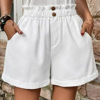 HHEI_K ženski džep elastični struk labave noge casual kratke hlače Čvrste kratke hlače Ženske kratke
