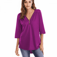 Ženska majica s kratkim rukavima V-izrez Labava velika bluza Nasleđene žene Ljetne vrhove Dressy