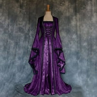 Haxmnou Ženska renesansna haljina Gotska vještica Hallowen Purple XXXXXL
