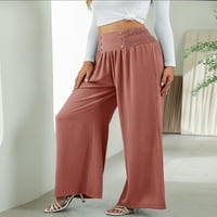 Biayxms široke pantalone za noge za žene, elastične visoke struke Palazzo hlače labave pantalone sa džepom ulicom