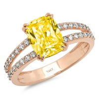3. CT sjajan jastuk Cleani simulirani dijamant 18k Rose Gold Solitaire sa Accenting prstenom SZ 4.25