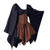 Plus size Vintage haljine za žene 70-ih Dugi puff corset ruffle renesansa palazzo srednjeve midi haljina