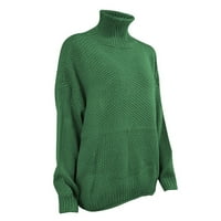 BDFZL vrhovi za žene Žene Ležerne prilike pulover Pleteti dugi rukavi Duks zeleni XXL