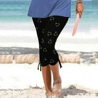 Žene kapri pantalone za ljetne ženske ljetne casual nacrtane sažene sažene hlače crne 12