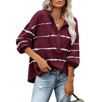 Štednjaka za ženske pulover gumna pulover vrhova prugasta boja patchwork dugih rukava opuštena fit ženska