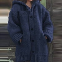 Ženske kapute na prodaju i čišćenje Ženske solidne boje Jednosmjerni džep s kapuljačom toplim pletenim džempornim kaputom