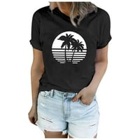 Amousa Ljetni vrhovi za žene plaža Ispis kratkih rukava majica Ležerne prilike Havajske odmarališta