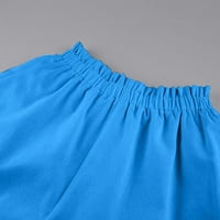 Ženska posteljina Ležerne prilike, Ljetni dugi rukav puni gumb za boje dolje majice vrhovi ruffle kratke hlače labave odjeće Y2K plavi m