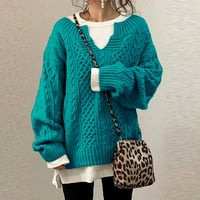 Vivianyo HD džemperi za žene Clearence Plus size Žene dugih rukava Čvrsta boja V izrez TOP Ležerne prilike