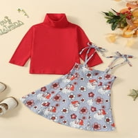 Wassery Little Girls Božićna odijela Dječja djevojka dugih rukava Turtleneck Majica Santa Claus Flower